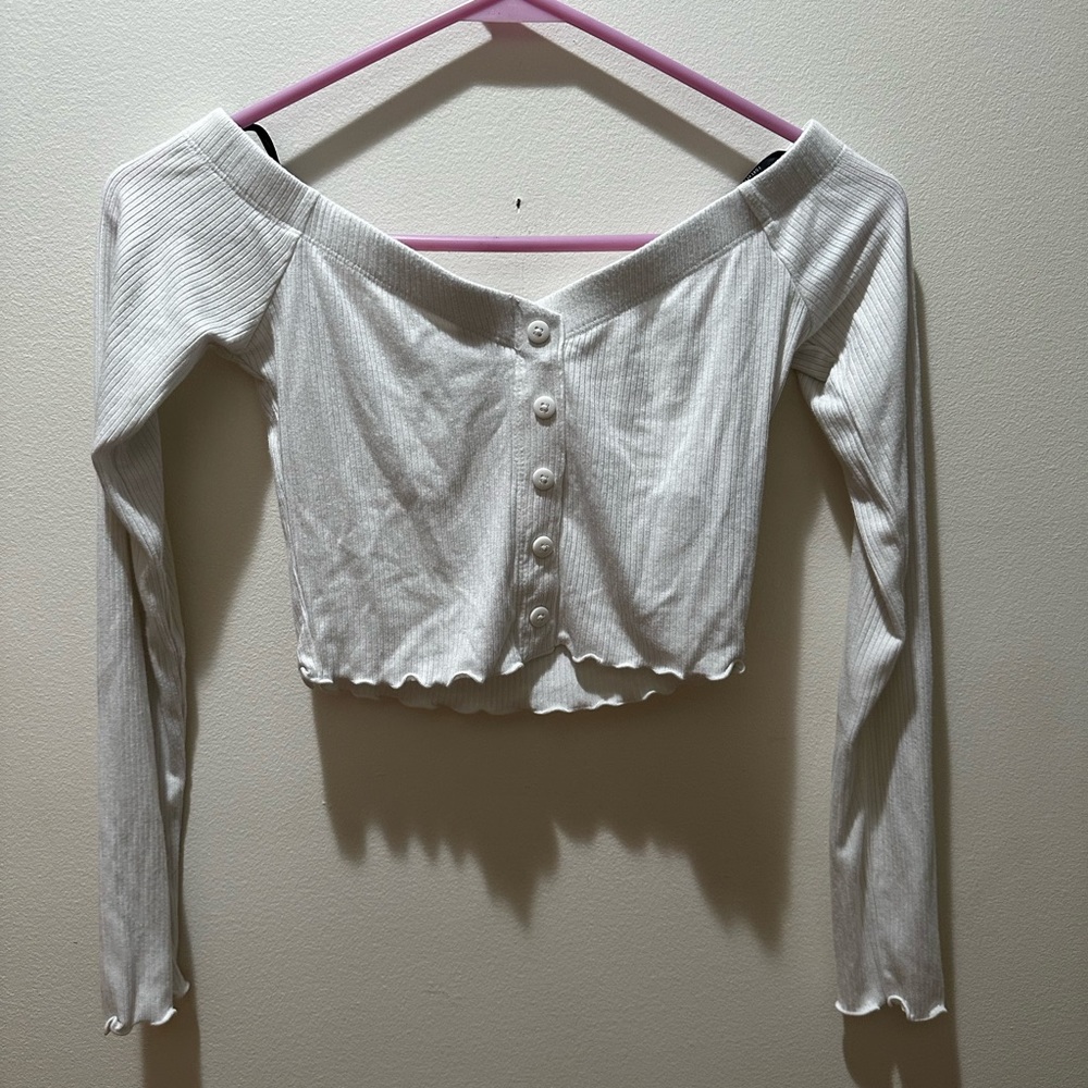 Forever 21 off shoulder white crop top